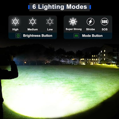 Rechargeable LED Flashlights 2500000 High Lumens,High Powered Flashlight Super Bright,Handheld Tactical Flashlight With Waterproof, 6 Modes, Zoomable, Powerful Flashlights for Camping Home Emergencies