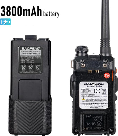 BAOFENG UV-5RX (Upgraded of UV-5R) Multi-Band Ham Radio, 136-174/400-520Mhz Receiving, Two Way Radio with 805s Antenna ＆ 771 Antenna (2 Pack)