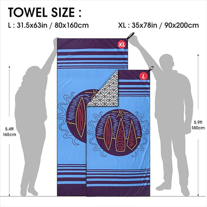 4Monster Microfiber Beach Towel Quick Dry,Super Absorbent Lightweight Travel Towel for Swimmers, Sand Free Camping Towel, Beach Towels for Pool, Swim, Water Sports,Yoga,Gym,Backpacking