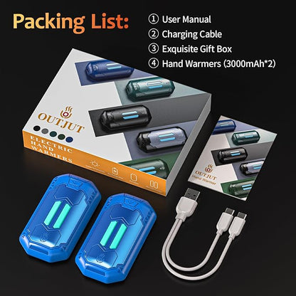 AI Hand Warmers Rechargeable 2 Pack, 6000mAh Electric Hand Warmers with 3 Heat Settings 20Hrs Long Lasting Portable Pocket Heater for Outdoor Camping, Hunting, Golf, Winter Gifts