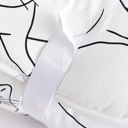 Wake In Cloud - Toddler Nap Mat with Pillow and Blanket, 100% Cotton Fabric, for Kids Boys Girls in Daycare Kindergarten Preschool, Roll Up Sleeping Bag, Black White Cats, Extra Long