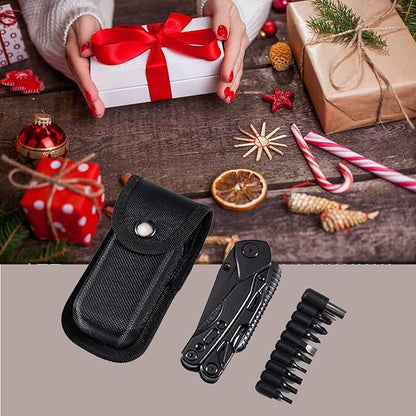 Multitool with Pliers, Fire Starter, whistle,Scissors,Screwdriver, 15 in 1 EDC Multi Tool with Safety Locking, Christmas Stocking Stuffers for Men Dad Gifts, Perfect for Outdoor Camping