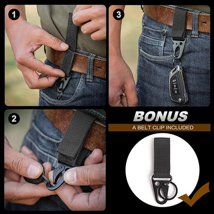 Multitool Carabiner with Pocket Knife for Men, EDC Carabiners Keychain with Folding Knives, Bottle Opener, Window Breaker and Screwdriver, Survival Gear/Gadget for Camping Hiking