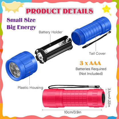 48 Mini Flashlights Bulk for Kids Small Assorted Colors Handheld LED Flashlights with Lanyard for Party Favor, Night Reading, Emergency, Camping(Lovely)