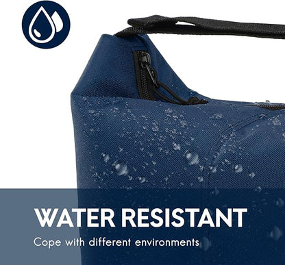 Haimont Small Insulated Lunch Bag, Reusable Thermal Cooler Lunchbox with Adjustable Buckle, Leakproof Practical Lunch Tote Women Men for Beach, Hiking, Business, Navy Blue