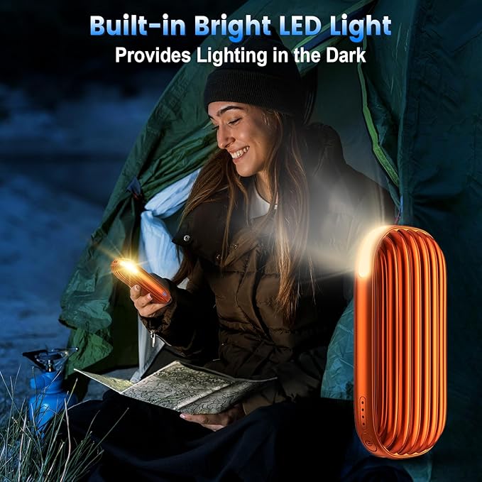 Hand Warmers Rechargeable - 14000mAh Rechargeable Hand Warmers 2 Pack, 15Hrs Warmth Heat Up to 131℉ with LED Light, USB Electric Heated Hand Warmers Reusable Power Bank for Golf, Raynauds, Camping