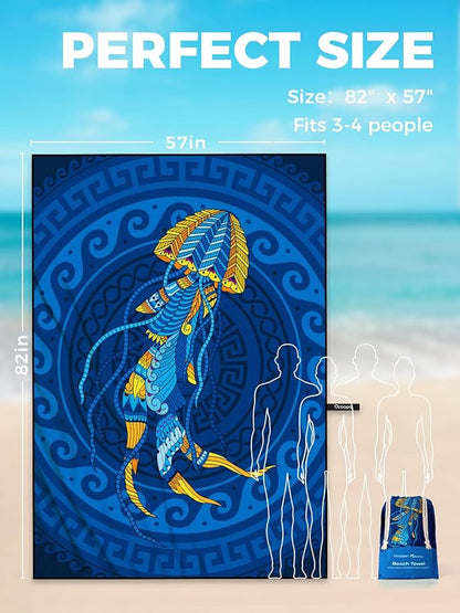OCOOPA Microfiber Beach Towel Fast Drying, Extra Large 71" x 32" Sand Free Beach Towel Super Lightweight Towels for Swimming Pool, Camping, Picnic, Yoga Gym Sports