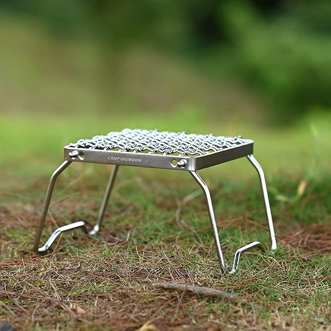 CAMPINGMOON Portable Folding Camping Campfire Grill over Fire Split Stoves 304 Stainless Steel (ZJP 1011)