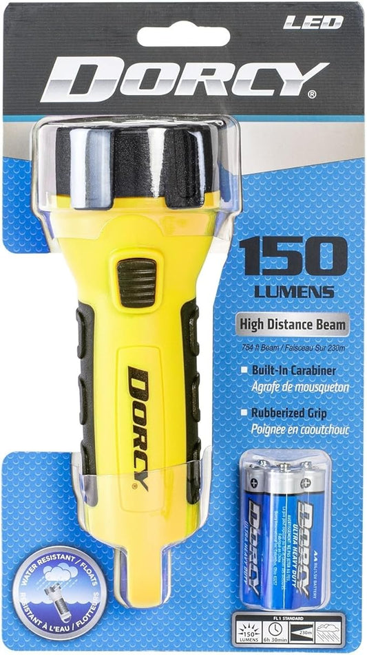Dorcy 55 Lumen Floating Water Resistant LED Flashlight with Carabineer Clip, Yellow (41-2510)