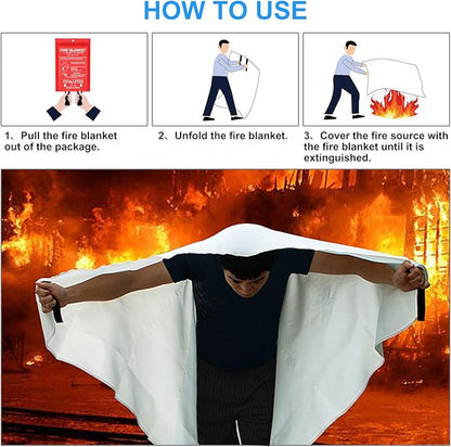 Emergency Fire Blanket for Kitchen and Home, 4 Pack 39.37”x39.37” Fiberglass Fire Safety Blankets for Survival, Suppression Fire Retardant Blanket for Fireplace Camping
