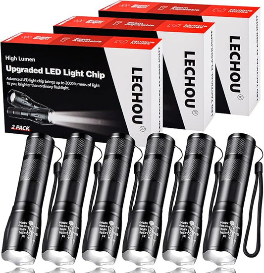 EDC 3000 Lumens LED Tactical Flashlights, 5 Modes, Waterproof, Powerful Handheld Flashlights for Outdoor Camping Hiking, Small LED Flashlights for Gift Survival Emergency (6 Pack)