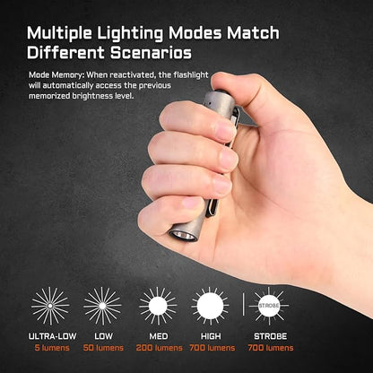 ACEBEAM Rider RX 700 High Lumens EDC AA Flashlight Rechargeable, Pocket LED Flashlight with Clip, Super Bright Mini Flash Light, 519A-V1 LED 90+ High CRI Small Flashlight for Camping, Emergency, Home