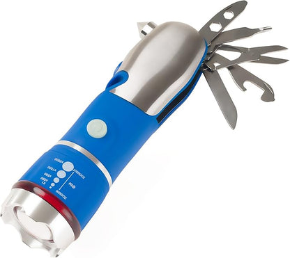 Stalwart 75-WL2005 Multi Tool LED Flashlight, All In One Tool Light For Emergency, Camping and Cars By (Blue) (With Glass Breaker and Seatbelt Cutter)