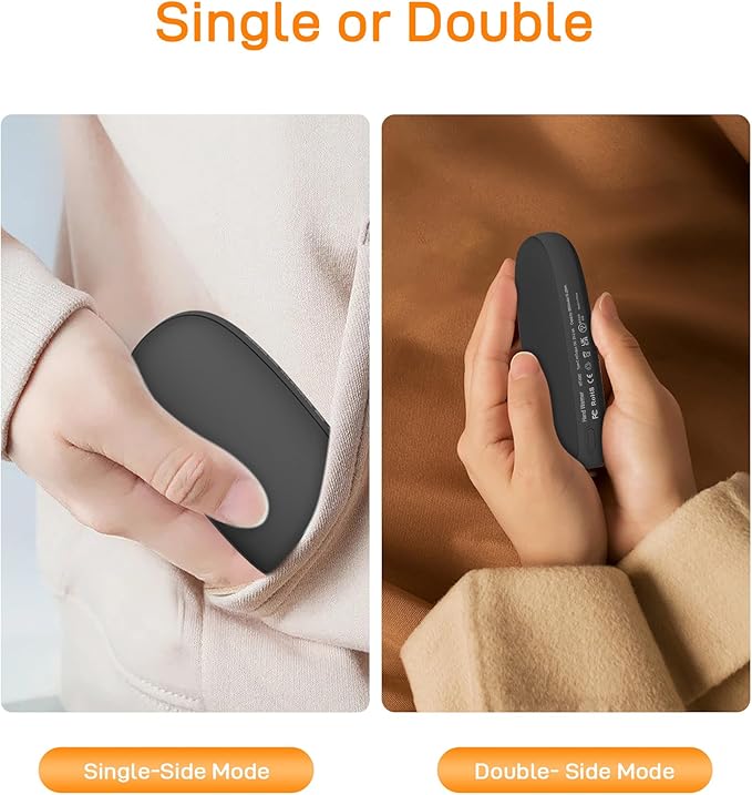 Hand Warmers Rechargeable, Electric Reusable 5000mAh Single Sided or Double Sided Heating Battery Pack for Football Winter Camping Fishing Skiing, Great Gift for Women and Men