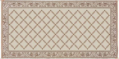 Stylish Camping 119187 9-feet by 18-feet Reversible Mat, Plastic Straw Rug, Large Floor Mat for Outdoors, RV, Patio, Backyard, Picnic, Beach, Camping (Brown/Beige)