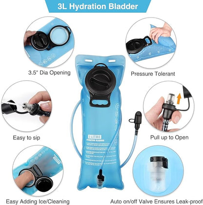 3L Hydration Backpack, Insulated Water Backpack, Hiking Backpack with Water Bladder, Lightweight Water Backpack for Hiking, Biking, Running, Climbing