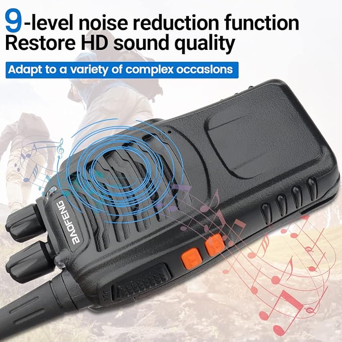 BAOFENG Walkie Talkies Long Range for Adults 2 Way radios with Programming Cable and Earpieces Walky Talky Rechargeable Handheld Two Radios Flashlight Li-ion Battery USB Charger（4 Pack）, (BF-888S)