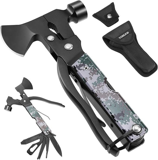 Mens Gifts Camping Accessories Multitool Camping Gear Unique Gifts for Men Dad Husband 16 in 1 Survival Gear and Equipment Camping Gadgets Stocking Stuffers for Men Hunting Hiking Mini Axe Hammer