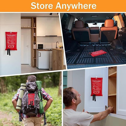 Fire Blankets Secure Your Space with Emergency Fire Blankets 2 Pack 40 x 40 inches - Ideal Protection for Kitchen, Home, Camping, Grill, Car, Office, Warehouse, School, Picnic.