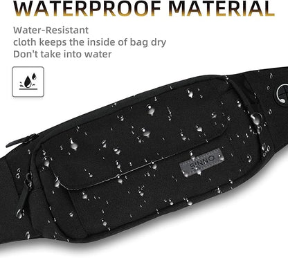 SINNO Large Crossbody Fanny Pack for Women Men Belt Bag With 4-Zipper Pockets for Travel Running Hiking Workout Dog Walking Outdoors Sport Fishing Waist Pack Bag Carrying All Phones