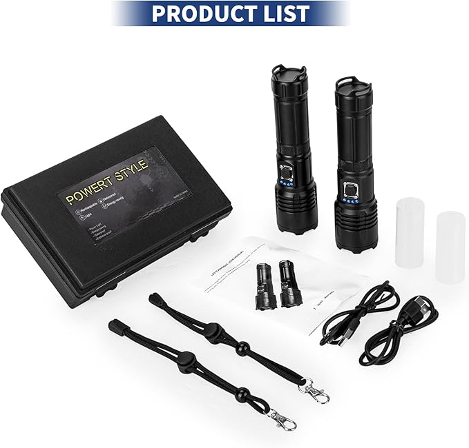 Cinlinso Flashlights High Lumens Rechargeable, 990,000 Lumens Super Bright Led Flash Light, IPX6 Waterproof, 5 Modes Brightest Powerful Handheld Flashlights for Camping Home Hunting