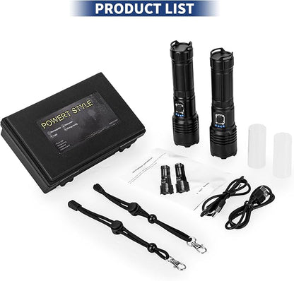 Cinlinso Flashlights High Lumens Rechargeable, 990,000 Lumens Super Bright Led Flash Light, IPX6 Waterproof, 5 Modes Brightest Powerful Handheld Flashlights for Camping Home Hunting
