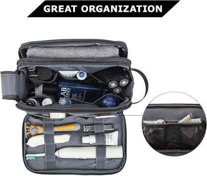 BAGSMART Toiletry Bag for Men, Travel Toiletry Organizer Dopp Kit Water-resistant Shaving Bag for Toiletries Accessories, Door Room Essentials,Grey-medium
