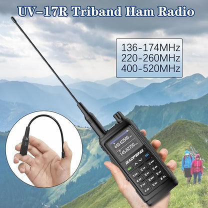 Baofeng Radio UV-17R Ham Radio Handheld (Upgraded of UV-5R) Tri Band Long Range Walkie Talkies for Adults Rechargeable NOAA Weather Receiver, 999CH, Copy Frequency, USB C Charger