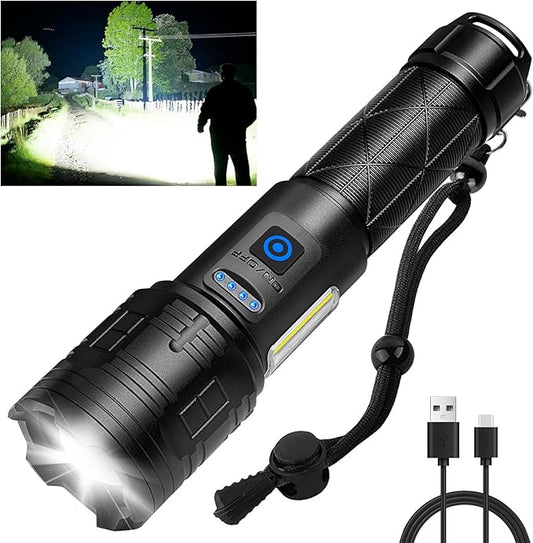 Rechargeable Flashlights High Lumens, 990000 Lumen Super Bright LED Flashlight with Adjustable 7 Modes & 12H Long Runtime, Powerful Waterproof Handheld Flash Light, Flashlights for Home Camping...