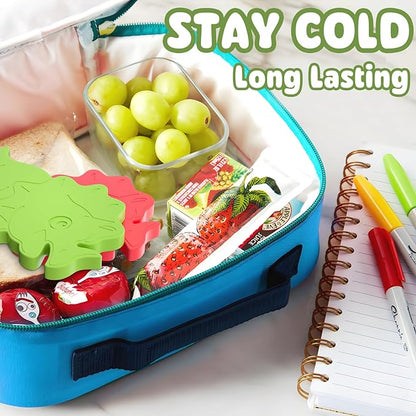 HiYZ Dinosaur Ice Packs for Lunch Boxes - Reusable Kids Ice Packs - Quick Freeze, Space Saving, Long-Lasting Cooler for Lunch Box, Thin Ice Packs Ideal for Travel, Picnics, and School