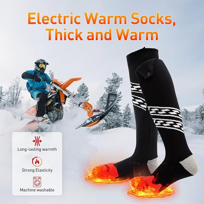 Heated Socks for Men Women,5000mAh Rechargeable Electric Heated Socks,Washable Unisex Winter Thermal Socks,Feet Warmers for Skiing Camping Hiking Hunting Outdoor