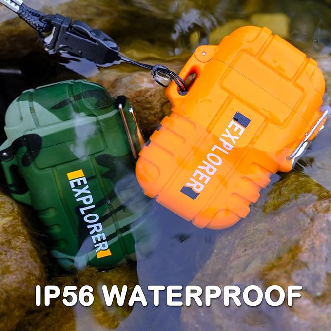 2 Pack Waterproof Outdoor Lighter Plasma Lighter Windproof Torch Lighter Dual Arc Lighter Electric Lighter USB Rechargeable Lighter Flameless EDC Camping Adventure Survival Tactical Gear