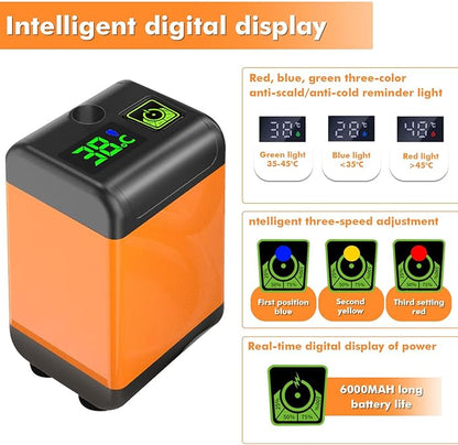 Portable Camping Shower, Camping Shower Pump, 3 Flow Modes, 6000mAh Battery-Powered, Smart Digital Display Intelligent Temperature Measurement, Suitable for Hiking, Traveling, Laundry, Pet Bath