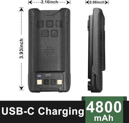 BAOFENG 3 Packs UV-9R Plus Battery USB-C Charger Enlarge 4800mAh Capacity Thicken BL-9 Li-ion Battery for T57 Accessories UV-9R Plus MK1 Portable Radio Battery for Adult