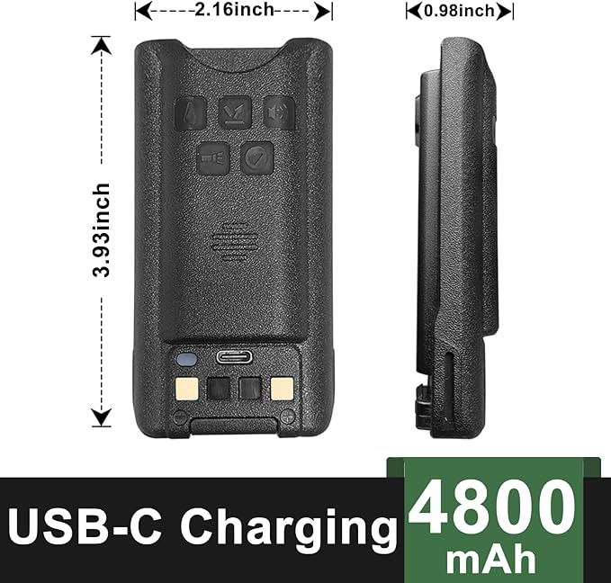 BAOFENG UV-9G Battery USB-C Charger Enlarge 4800mAh Capacity Thicken BL-9 Li-ion Battery for UV-9R Plus GMRS-9R Accessories BF-T57 Walkie Talkie Battery for Adult
