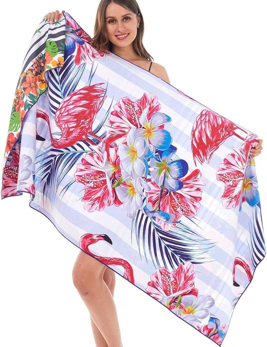 HAOKUN Microfiber Sand Free Beach Towel Blanket-Quick Fast Dry Super Absorbent Lightweight Thin Towel for Travel Pool Swimming Bath Camping Yoga Gym Sports Idea … (flamingo1)