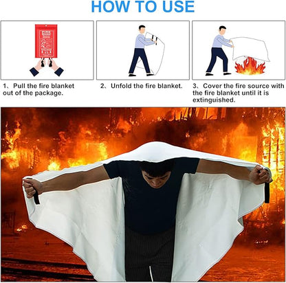 Emergency Fire Blanket for Kitchen and Home, 2 Pack 39.37” x 39.37” Fiberglass Fire Safety Blankets for Survival, Suppression Fire Retardant Blanket