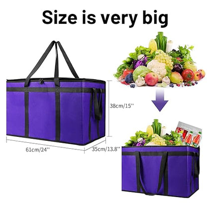 Musbus 1 PACK Purple Extra Large XXXL Insulated Food Delivery Bag Cooler for DoorDash - Keep Food Warm, Catering Shopper Hot