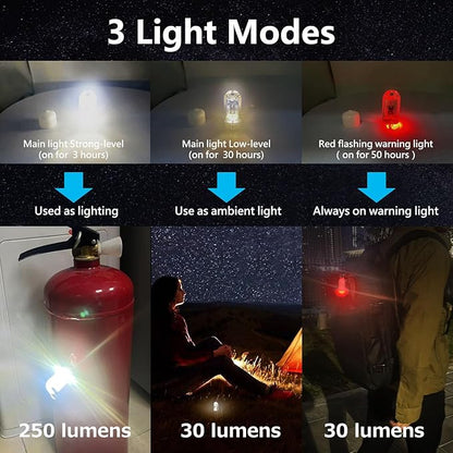 2 Pack USB Mini LED Lantern, Waterproof EDC Keychain LED Flashlight for Camping, Rechargeable Battery Small Stick Lamp Maglite Puck Dog Collar Torch Light for Night Shift Walking (White + Red)