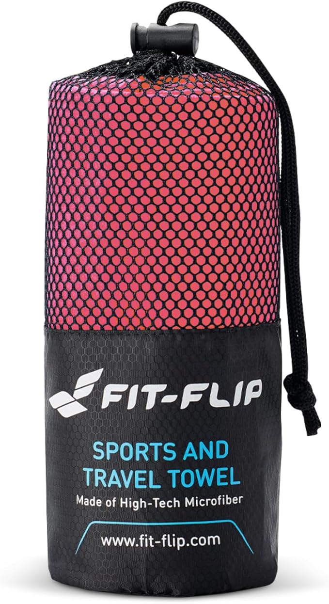 Fit-Flip Travel Towel - Compact & Ultra Soft Microfiber Camping Towel - Quick Dry Towel - Super Absorbent & Lightweight for Sports, Beach, Gym, Backpacking, Hiking and Yoga