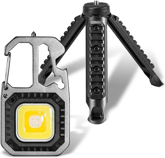 Keychain Flashlight for Camping - Mini Size - Rechargeable Keychain Light Pocket Mate for Keyring, 5 Modes, Multiple Functions (Silver-2)
