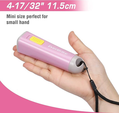 EverBrite Kids Flashlight, Mini LED Flashlight, Plastic Torch Use for Emergencies, Camping, Outdoor with Lanyard 3AAA Battery Included, Pink