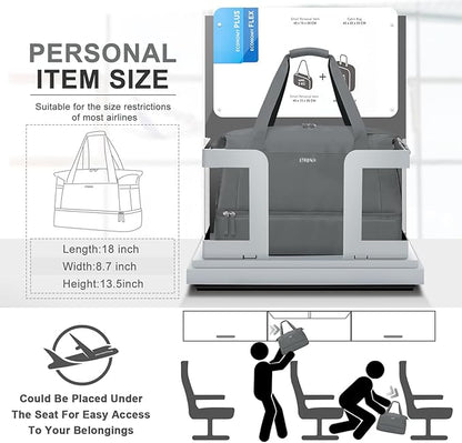 ETRONIK Gym Bag for Women, Travel Duffel Bag with USB Charging Port, Weekender Overnight Bag with Wet Pocket and Shoes Compartment for Women, Travel, Gym, Yoga (Dark Grey)