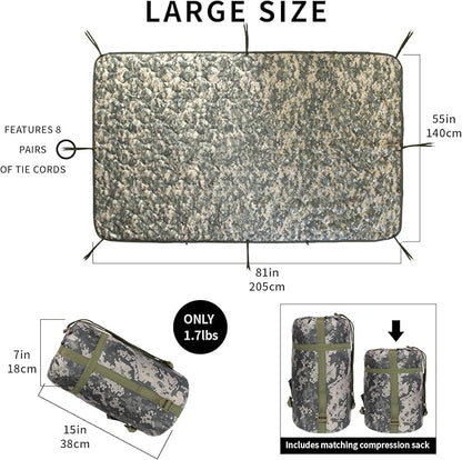 Woobie Blanket, Army Poncho Liner with Zipper, Military Sleeping Bag, with A Compression Carrying Bag, for Hiking, Camping, Outdoor Survival