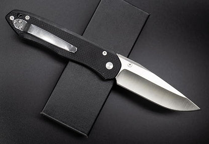 FD03 Folding Pocket Knife, 9Cr13MoV Stainless Steel Blade G10 Handle EDC Pocket Knife for Men and Women, Camping Hunting Hiking Fishing Knives Tools (White)
