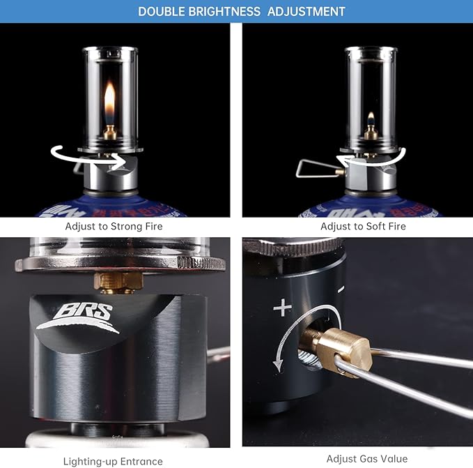 BRS Propane Lantern Gas Lamp Portable Outdoor Dreamlike Candle Lantern Camping Tent Lantern Glass Mantle Lantern BRS-55