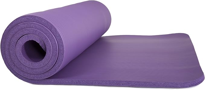 Extra-Thick Yoga Mat - Durable Comfort Non-Slip Foam Workout Mat for Fitness, Pilates, and Floor Exercises with Carrying Strap by Wakeman