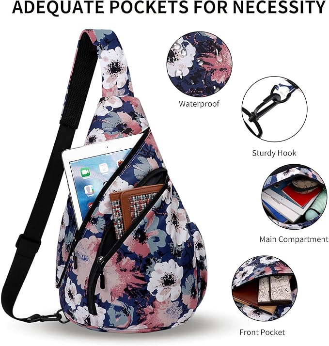 HUA ANGEL Crossbody Sling Bag for Men & Women Lightweight Waterproof Chest Shoulder Bag for Travel Hiking & Everyday Use