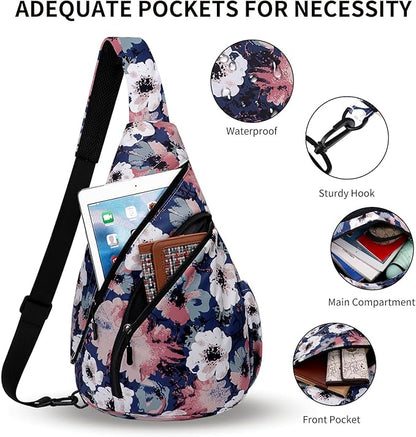 HUA ANGEL Crossbody Sling Bag for Men & Women Lightweight Waterproof Chest Shoulder Bag for Travel Hiking & Everyday Use
