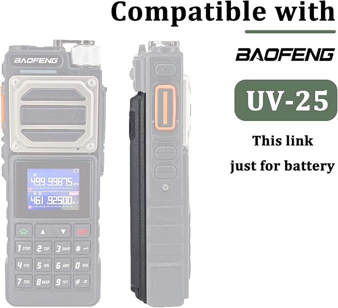 BAOFENG 2 Pack UV-25 Battery BL-UV25 for UV-25 Pro Max Radio Type-C Charging BL-UV25 High Capacity Li-ion Battery DC7.4V for Walkie Talkie Accessories with Cables